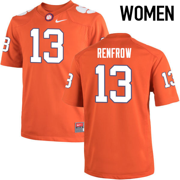 Women Clemson Tigers #13 Hunter Renfrow College Football Jerseys-Orange